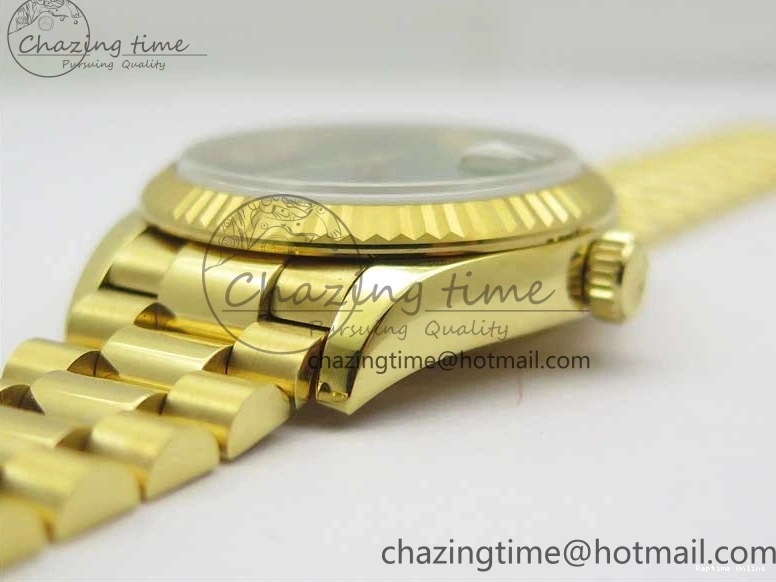 0516 Daydate 278288 31mm YG EWF Best Edition Green Malachite Dial on YG President Bracelet ETA SunProtective 2605